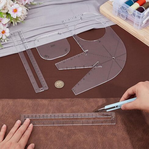 PH PandaHall 4pcs Boxy Bag Making Templates, Clear Bag Template Notion Acrylic Quilting Templates Zipper Template Patchwork Ruler Sewing Tools Set for Beginners Curve Bag Zip Pocket DIY Sewing in Saudi Arabia
