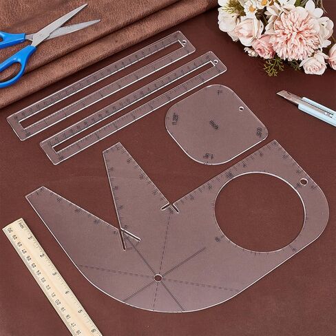 PH PandaHall 4pcs Boxy Bag Making Templates, Clear Bag Template Notion Acrylic Quilting Templates Zipper Template Patchwork Ruler Sewing Tools Set for Beginners Curve Bag Zip Pocket DIY Sewing in Saudi Arabia