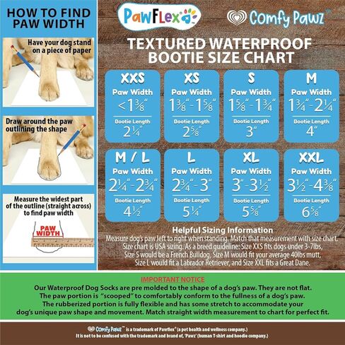 جوارب للكلاب من القطن المقاوم للماء ذات نسيج سميك ومغمس مزدوج | أحذية PawFlex المريحة Pawz الناعمة للحيوانات الأليفة للاستخدام في الأماكن المغلقة/المفتوحة | قبضة سيليكون غير قابلة للانزلاق عند المعصم الداخلي لعدم الالتواء أو الانزلاق| حزام قابل للتعديل in Kuwait