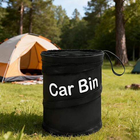 GiftNest Car Trash Can for Back Seat 1-Second Pop Up Foldable Leakproof 1 Gallon Car Garbage Bin with Hook and Loop Strap Waterproof Liner Car Garbage Bag Fits Cars, Home, Office in Saudi Arabia