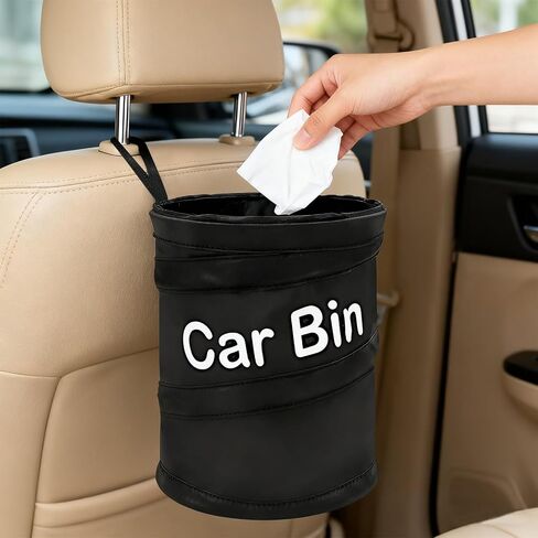 GiftNest Car Trash Can for Back Seat 1-Second Pop Up Foldable Leakproof 1 Gallon Car Garbage Bin with Hook and Loop Strap Waterproof Liner Car Garbage Bag Fits Cars, Home, Office in Saudi Arabia