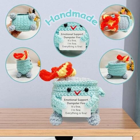 Cute Crochet Dumpster Fire, Burning Trash Can,Emotional Support Gift, Desk Décor, Home Décor,Back to School Gift, Gift for Friends, Gift for Classmates, Gift for Colleagues in Saudi Arabia