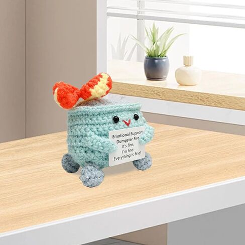 Cute Crochet Dumpster Fire, Burning Trash Can,Emotional Support Gift, Desk Décor, Home Décor,Back to School Gift, Gift for Friends, Gift for Classmates, Gift for Colleagues in Saudi Arabia