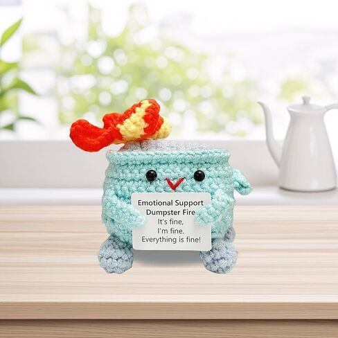 Cute Crochet Dumpster Fire, Burning Trash Can,Emotional Support Gift, Desk Décor, Home Décor,Back to School Gift, Gift for Friends, Gift for Classmates, Gift for Colleagues in Saudi Arabia