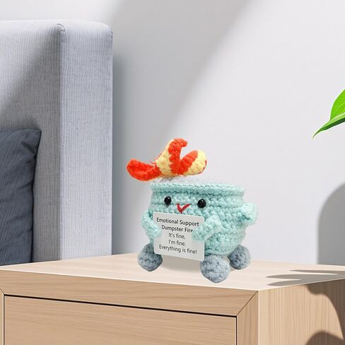 Cute Crochet Dumpster Fire, Burning Trash Can,Emotional Support Gift, Desk Décor, Home Décor,Back to School Gift, Gift for Friends, Gift for Classmates, Gift for Colleagues in Saudi Arabia