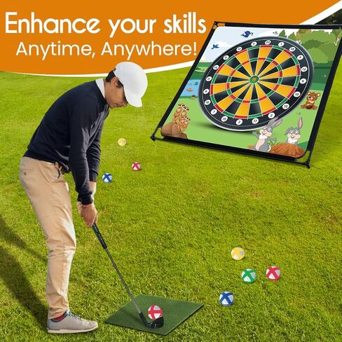 Golf Chipping Game Mat - Chip Games Sticky Practice Golf Game Set for Adults Kids Indoor Outdoor Backyard Garden Party - New Practice Golf Balls Putting Pitching Hitting Casual Golf Play Fun Mat in Saudi Arabia