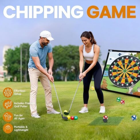 Golf Chipping Game Mat - Chip Games Sticky Practice Golf Game Set for Adults Kids Indoor Outdoor Backyard Garden Party - New Practice Golf Balls Putting Pitching Hitting Casual Golf Play Fun Mat in Saudi Arabia