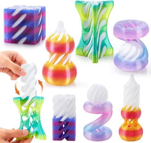 JOYIN 4 عبوات من ألعاب التململ المخروطية المستحيلة، 4 ألوان باستيل مختلفة ثلاثية الأبعاد مطبوعة حلزونية مخروطية مرنة مستحيلة الهرم العاب التململ لتخفيف التوتر، والأطفال البالغين تخزين عيد الميلاد in Kuwait