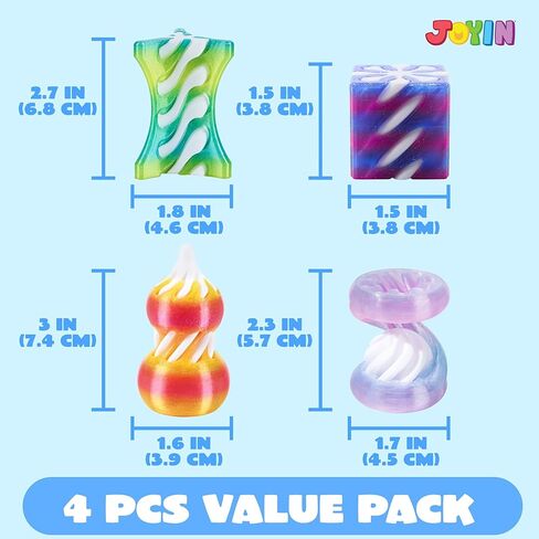 JOYIN 4 عبوات من ألعاب التململ المخروطية المستحيلة، 4 ألوان باستيل مختلفة ثلاثية الأبعاد مطبوعة حلزونية مخروطية مرنة مستحيلة الهرم العاب التململ لتخفيف التوتر، والأطفال البالغين تخزين عيد الميلاد in Kuwait