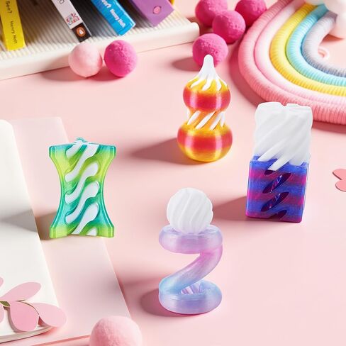 JOYIN 4 عبوات من ألعاب التململ المخروطية المستحيلة، 4 ألوان باستيل مختلفة ثلاثية الأبعاد مطبوعة حلزونية مخروطية مرنة مستحيلة الهرم العاب التململ لتخفيف التوتر، والأطفال البالغين تخزين عيد الميلاد in Kuwait