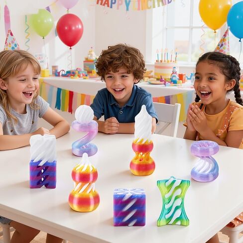 JOYIN 4 عبوات من ألعاب التململ المخروطية المستحيلة، 4 ألوان باستيل مختلفة ثلاثية الأبعاد مطبوعة حلزونية مخروطية مرنة مستحيلة الهرم العاب التململ لتخفيف التوتر، والأطفال البالغين تخزين عيد الميلاد in Kuwait