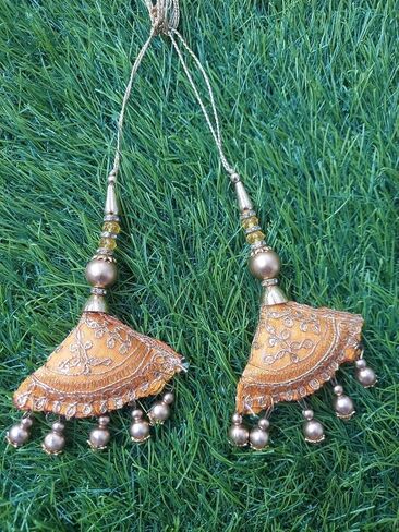 Beaded Saree Latkan with Handmade Ethnic Decorative Hanging Sewing Tassel Beaded Blouse Latkan Craft (Coffee) in Saudi Arabia