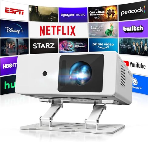 [Licensed & Auto Focus] 4K Projector with WiFi 6 and Bluetooth, Licensed Outdoor Projector, 1800 ANSI Lumens Auto Focus Dolby Audio Portable Smart Projector with HDR10+ in Saudi Arabia