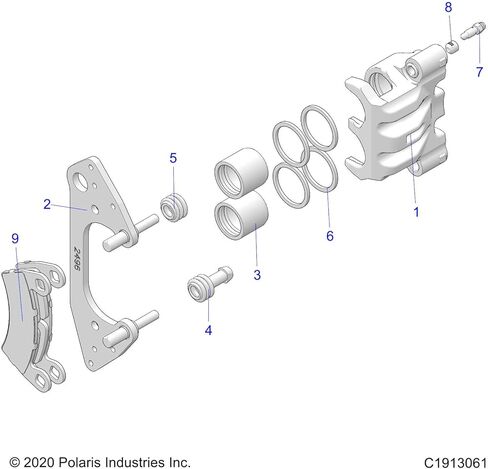 مجموعة فرجار قرص الفرامل Polaris Ranger، يمين، 1 3/8، قطعة OEM الأصلية 1913061، الكمية 1 in Kuwait