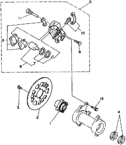 Rear Brake Caliper With Pads Fits Yamaha Banshee Warrior Wolverine 350 YFZ350 YFM350 (1987-2006) in Saudi Arabia