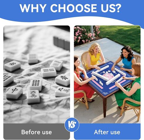 Mahjong Mat, Non-Slip & Noise-Reduction Mahjong Table Mat 32.3x32.3 Inch, Ideal for Mahjong, Poker, Card, Dominoes, Board Games(Blue) in Saudi Arabia