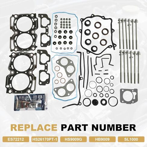 Partsflow Head Gasket Set W/ 12 Head Bolts for Subaru Legacy 2000-2003 for Outback 2000-2003 for Impreza 1999-2003 for Forester 1999-2003 for Subaru Baja 2003 OE#ES72212 in Saudi Arabia