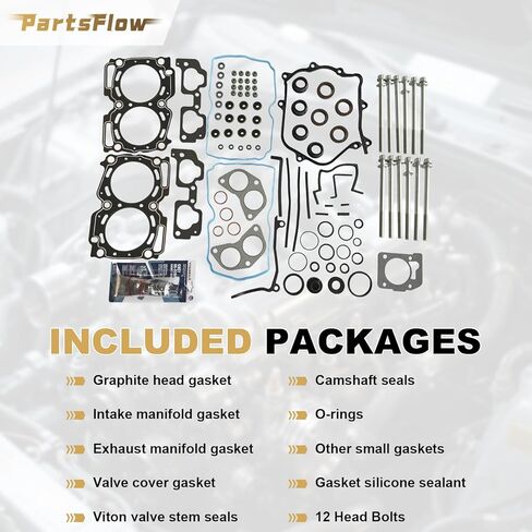 Partsflow Head Gasket Set W/ 12 Head Bolts for Subaru Legacy 2000-2003 for Outback 2000-2003 for Impreza 1999-2003 for Forester 1999-2003 for Subaru Baja 2003 OE#ES72212 in Saudi Arabia