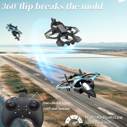 طائرة UAVRIAO RC للأطفال والكبار، طائرة تحكم عن بعد مع تثبيت الدوران وثبات الارتفاع، تقلبات ثلاثية الأبعاد، إقلاع/هبوط بمفتاح واحد، طيران محيطي 360 درجة، طائرة بدون طيار على طراز طائرة مقاتلة، هدية مثالية للمبتدئين in Kuwait