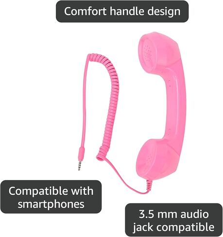 Jiawu Vintage Retro Telephone Handset, Cell Phone Receiver MIC Microphone Speaker for Cellphone, Smartphone and Computers, Old Telephone Headse with 3.5 mm Socket (Black) in Kuwait