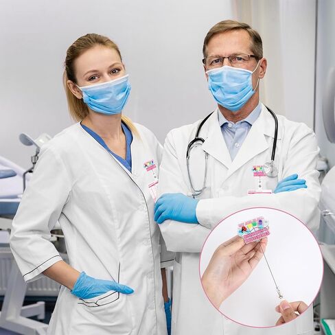 طقم بكرة شارة الفصد مكون من 4 قطع، طلب بطاقة شارة السحب مع رقعة أكريليك لامعة، ملحقات ممرضة للعمل، شارة هوية ممرضة مع مشبك تمساح لطلاب المدرسة RN (وردي) in Saudi Arabia