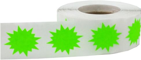 Fluorescent Green Color Coding Burst Labels for Organizing Inventory 1 Inch Round Circle Dots 500 Total Adhesive Stickers On A Roll in Saudi Arabia