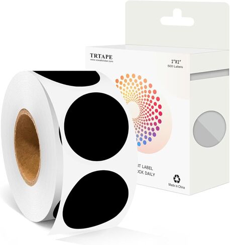 1 Inch Color Coding Labels - Round Color Code Dot Stickers, 500 PCS Circle Labels for Organization, Inventory, Filing System, Easy Write Surface (Black) in Kuwait