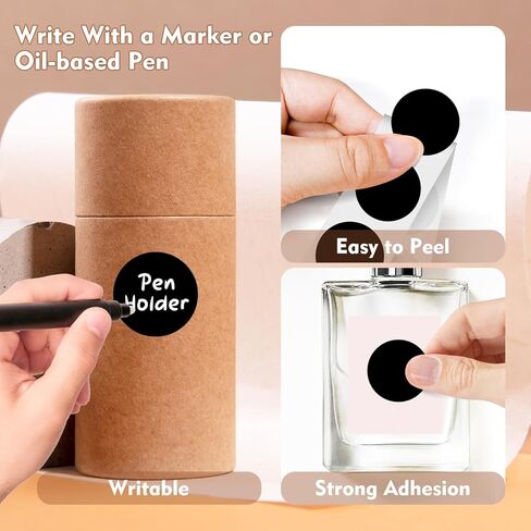 1 Inch Color Coding Labels - Round Color Code Dot Stickers, 500 PCS Circle Labels for Organization, Inventory, Filing System, Easy Write Surface (Black) in Kuwait