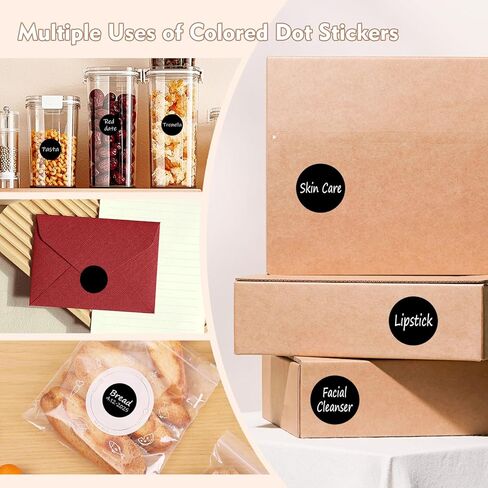 1 Inch Color Coding Labels - Round Color Code Dot Stickers, 500 PCS Circle Labels for Organization, Inventory, Filing System, Easy Write Surface (Black) in Kuwait