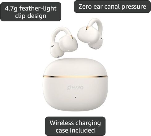 OHAYO Clip-On Earbuds - Open Ear Headphones: 6.5H Playtime, 4.7g Ultra-Light - 2025 Wireless Bluetooth 5.4, 12mm Dual Drivers, IPX6 Sweatproof in Saudi Arabia