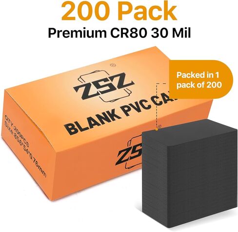 100 حزمة - بطاقات PVC سوداء ZSZ، بطاقات بلاستيكية CR80 سعة 30 مل لطابعات شارات هوية الصور in Kuwait