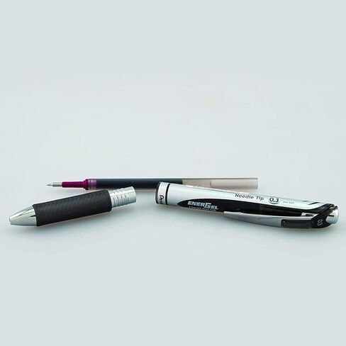 قلم جل سائل قابل للسحب من Pentel Energel 0.3 مم فائق النعومة Rtx - طرف إبرة - 6 عبوات من 3 أحبار سوداء و3 أقلام حبر زرقاء فاخرة in Kuwait