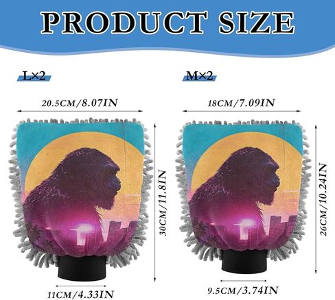 AIXIWAWA City Sasquatch Print Car Wash Mitt قفاز غسيل مقاوم للخدش وماص للماء، عبوة من قطعتين متوسطة الحجم in Kuwait