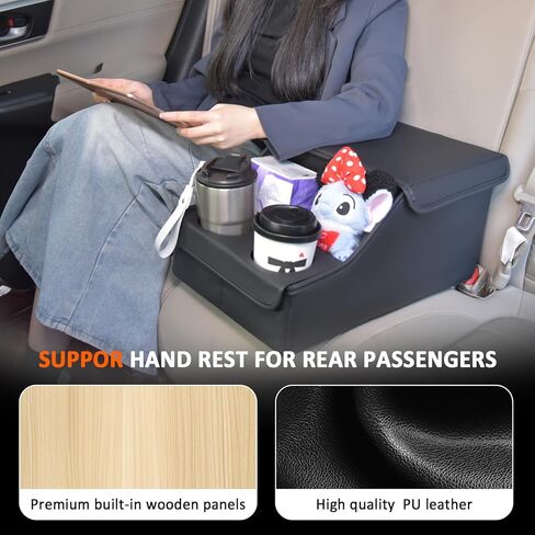 Backseat Car Organizer, Middle Seat Organizer With 4 Storage Compartments 2 Cup Holders, Back Seat Center Hand Rest Toy Storage for Toddler Kids Family Travel Roadtrip Essentials for SUV Truck Van in Saudi Arabia