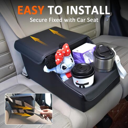 Backseat Car Organizer, Middle Seat Organizer With 4 Storage Compartments 2 Cup Holders, Back Seat Center Hand Rest Toy Storage for Toddler Kids Family Travel Roadtrip Essentials for SUV Truck Van in Saudi Arabia