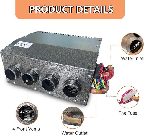 سخان 4 منافذ 8500 وحدة حرارية بريطانية، 3 سرعات مروحة 80 قدم مكعب في الدقيقة لسيارة شاحنة قارب RV (2022 ترقية جديدة) in Saudi Arabia