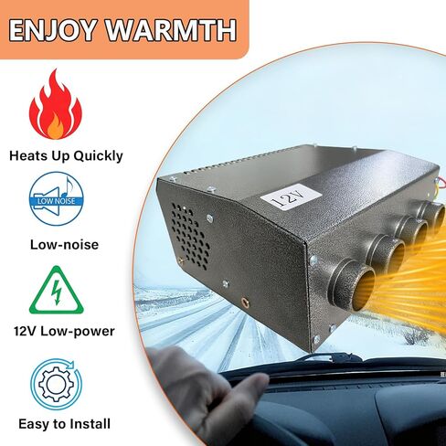 سخان 4 منافذ 8500 وحدة حرارية بريطانية، 3 سرعات مروحة 80 قدم مكعب في الدقيقة لسيارة شاحنة قارب RV (2022 ترقية جديدة) in Saudi Arabia