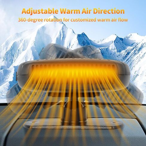 Portable 12V Car Heater & Defroster-120W Fast Heating/Cooling, 360° Rotable/Plug-In for Vehicles/SUVs/RVs-black in Saudi Arabia