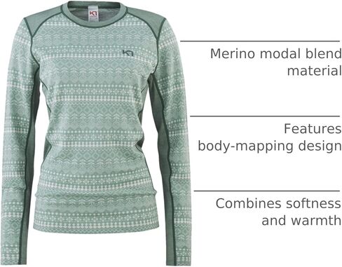Kari Traa Maud Women's Long Sleeve Base Layer, Merino/Modal Blend Midweight Crew for Women in Saudi Arabia