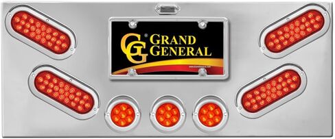 GG Grand General 91502 لوحة إضاءة من الفولاذ المقاوم للصدأ باللون الأحمر/الشفاف مع شكل بيضاوي ومصابيح LED لؤلؤية مقاس 2-1/2 بوصة، ودعامة على شكل حرف U وحافة بلاستيكية من الكروم مع قناع in Saudi Arabia