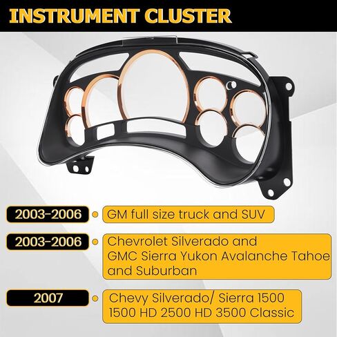 KUAFU Instrument Cluster Lens Kit Compatible with 2003-2007 Select Chevy Chevrolet GMC Models Chromed Gold Gauge Cluster Bezel in Saudi Arabia