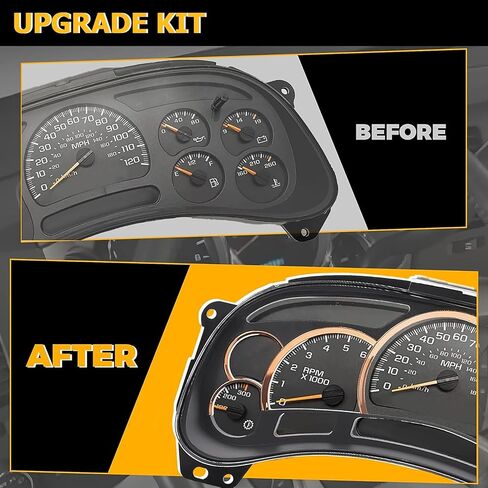 KUAFU Instrument Cluster Lens Kit Compatible with 2003-2007 Select Chevy Chevrolet GMC Models Chromed Gold Gauge Cluster Bezel in Saudi Arabia