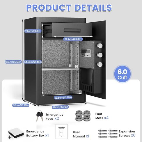 Kavey 2.0 Cub Biometric Safe Box, Fingerprint Safe with Backlit Touch Screen Keypad and Dual Alarm System, Money Safe With Mute Function and LED Light in Kuwait
