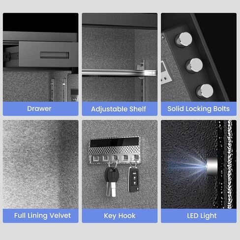 Kavey 2.0 Cub Biometric Safe Box, Fingerprint Safe with Backlit Touch Screen Keypad and Dual Alarm System, Money Safe With Mute Function and LED Light in Kuwait