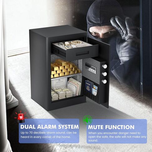 Kavey 2.0 Cub Biometric Safe Box, Fingerprint Safe with Backlit Touch Screen Keypad and Dual Alarm System, Money Safe With Mute Function and LED Light in Kuwait