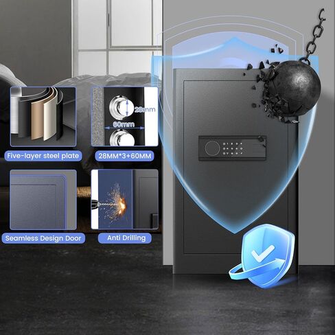 Kavey 2.0 Cub Biometric Safe Box, Fingerprint Safe with Backlit Touch Screen Keypad and Dual Alarm System, Money Safe With Mute Function and LED Light in Kuwait