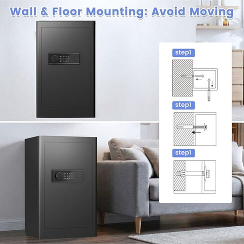 Kavey 2.0 Cub Biometric Safe Box, Fingerprint Safe with Backlit Touch Screen Keypad and Dual Alarm System, Money Safe With Mute Function and LED Light in Kuwait