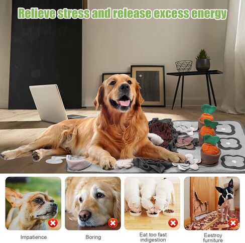 اميامي بساط سنافل للكلاب الكبيرة مقاس 32 انش × 20 انش، بساط استنشاق للكلاب بطيئة الاكل ويعالج العقل، العاب حفر غنية للكلاب والتحفيز الذهني وتشجع مهارات البحث عن الطعام الطبيعية in Kuwait