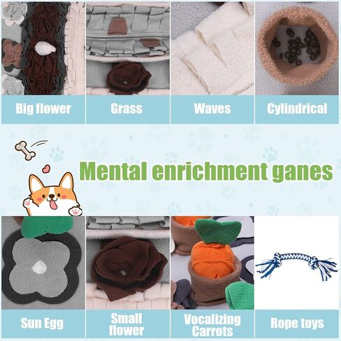 اميامي بساط سنافل للكلاب الكبيرة مقاس 32 انش × 20 انش، بساط استنشاق للكلاب بطيئة الاكل ويعالج العقل، العاب حفر غنية للكلاب والتحفيز الذهني وتشجع مهارات البحث عن الطعام الطبيعية in Kuwait