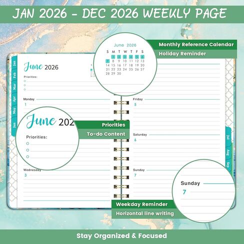 Planner 2024-2025 - Academic Planner 2024-2025, Weekly and Monthly Planner, Jul 2024 - Jun 2025, 6.4" x 8.5", Monthly Tab, Hardcover, Daily Organizer in Kuwait